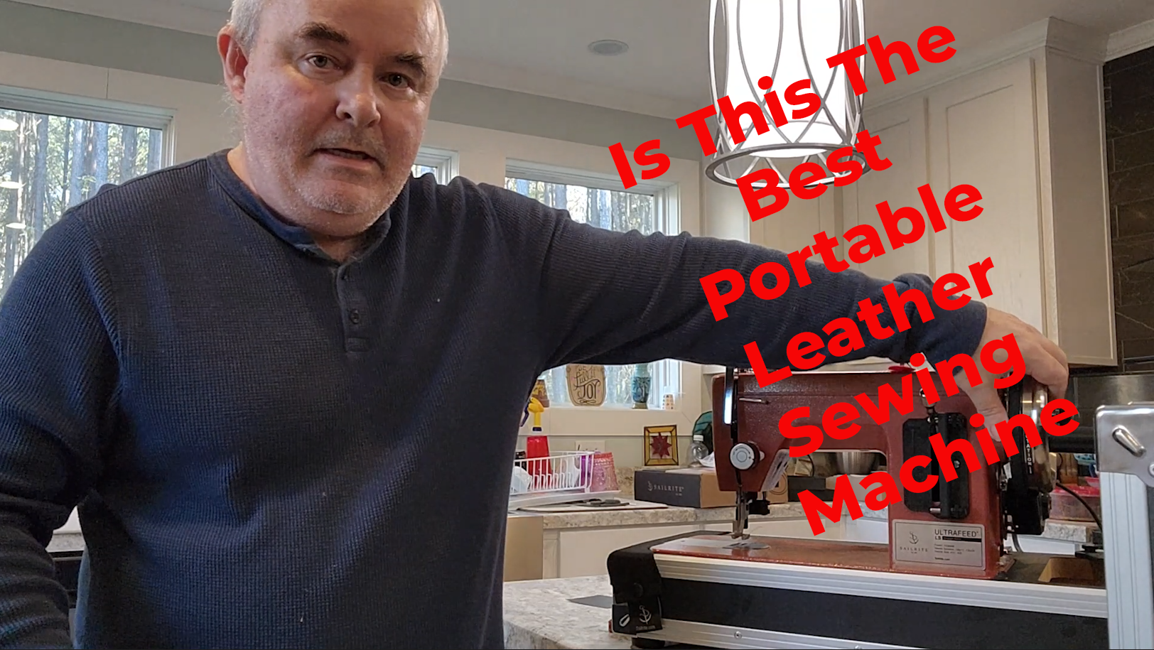 Jason unboxing the Ultrafeed sewing machine, showcasing its portable design for leather projects