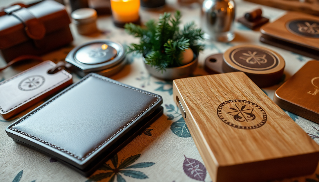 Stylish assortment of gift items like wallets and accessories showcasing seasonal gift trends for your next purchase
