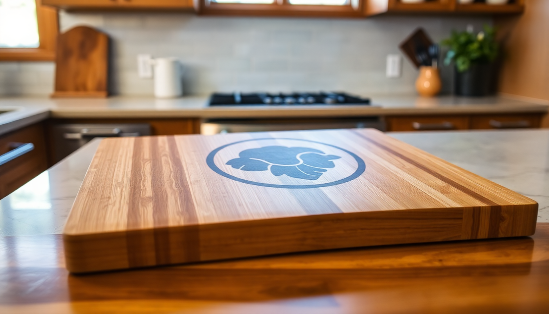 Wooden cutting board with custom laser engraving showcasing the benefits of custom laser-engraved gifts