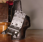 Back view of full-grain leather holster with Tek-Lok system
