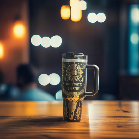 Custom Engraved Breathe 40oz Tumbler with Artistic Design for Stylish Hydration