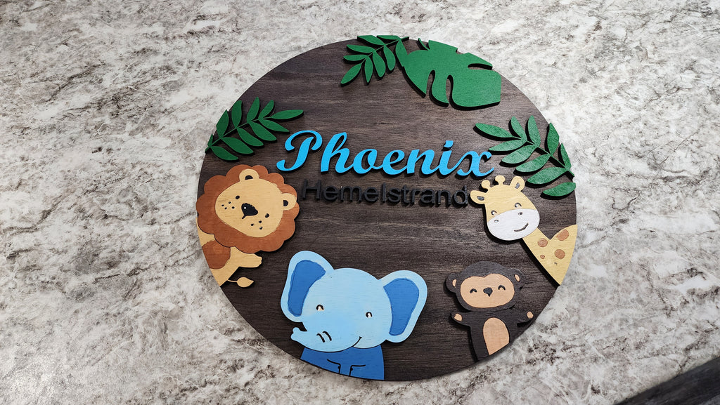 Custom Nursery Sign by Fox Tree Creations - Jungle Safari - Fox Tree Creations