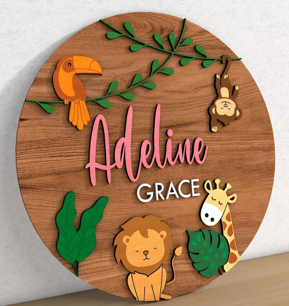 Custom Nursery Sign by Fox Tree Creations - Jungle Safari - Fox Tree Creations