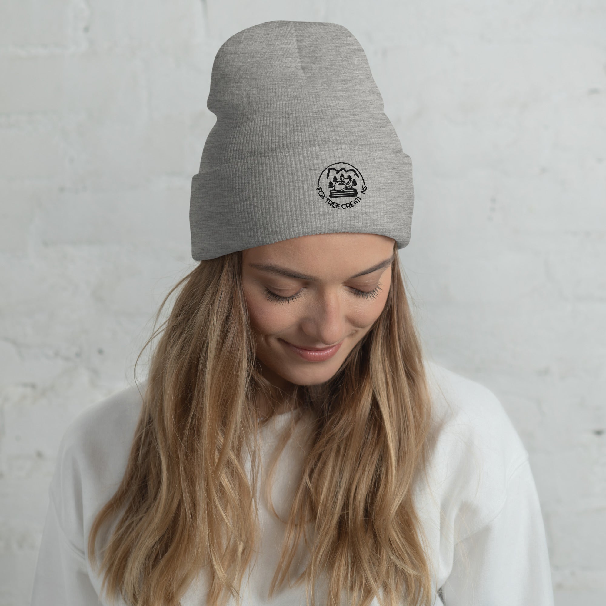 Gray Fox Tree Creations Knit Beanie for everyone with logo, perfect for casual wear