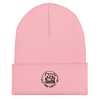 Pink knit beanie for everyone by Fox Tree Creations with a stylish logo design