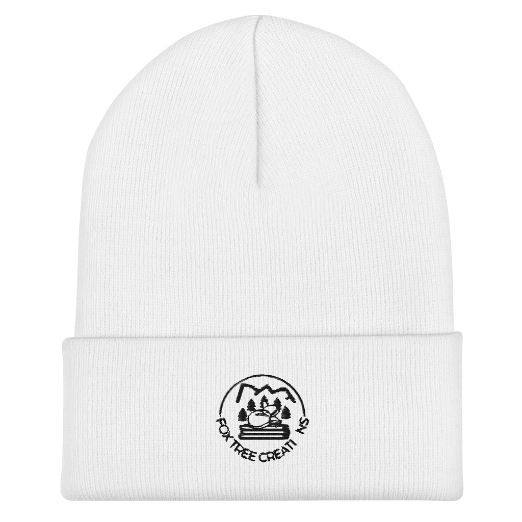 White Fox Tree Creations Knit Beanie for Everyone with a stylish logo design