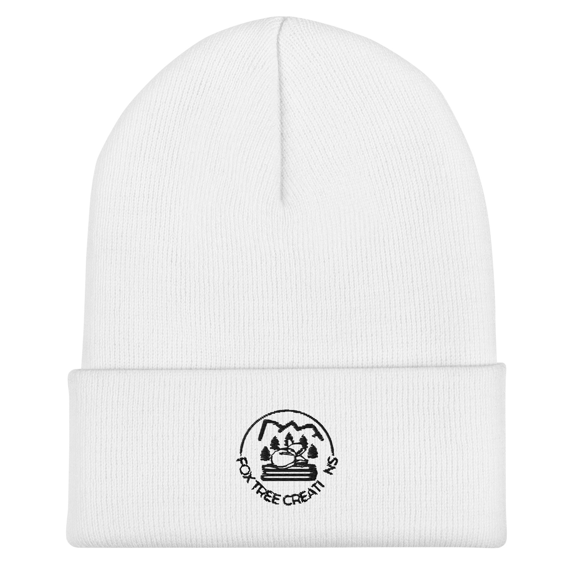 White Fox Tree Creations Knit Beanie for Everyone with a stylish logo design