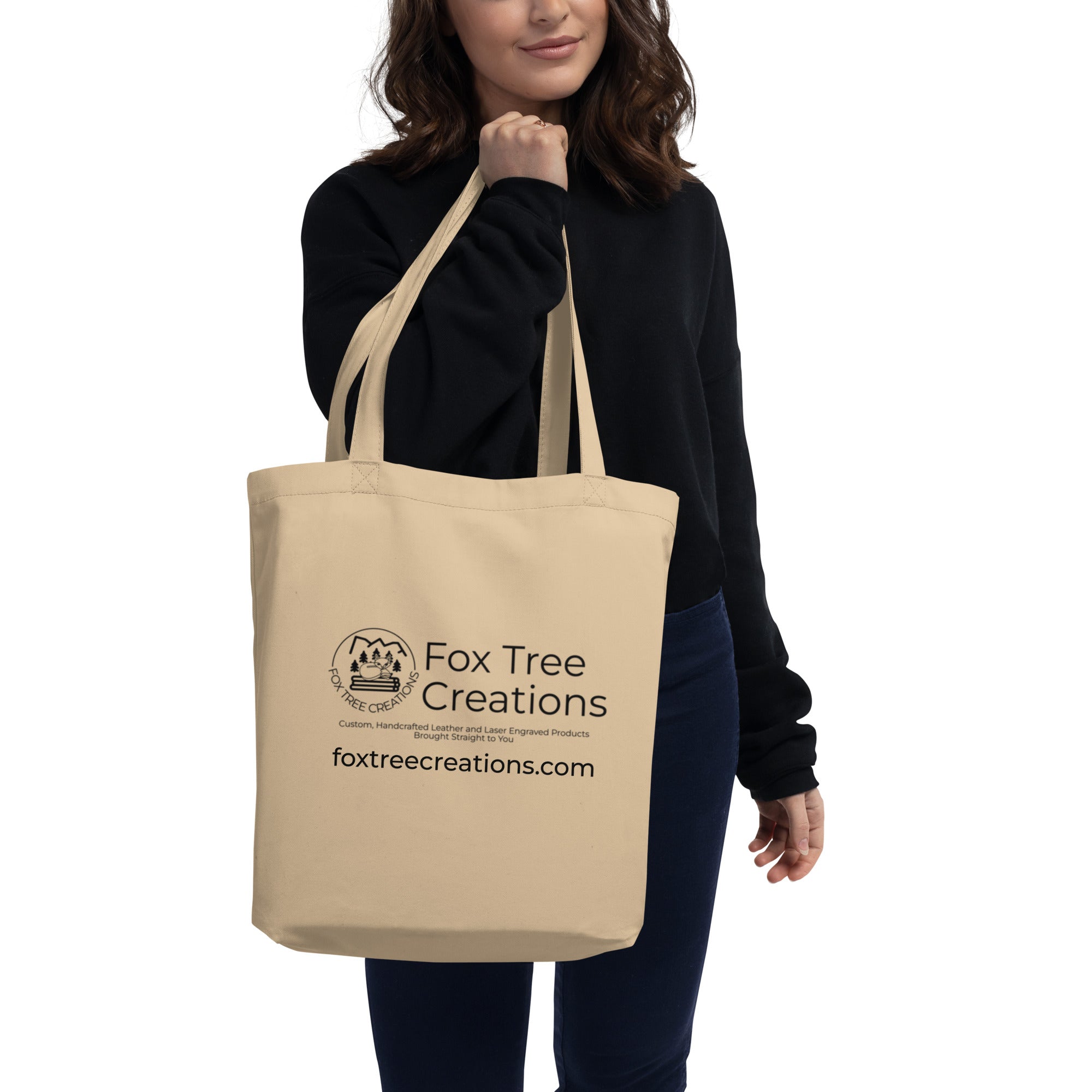 Eco-friendly tote bag for gifts by Fox Tree Creations featuring a simple logo design