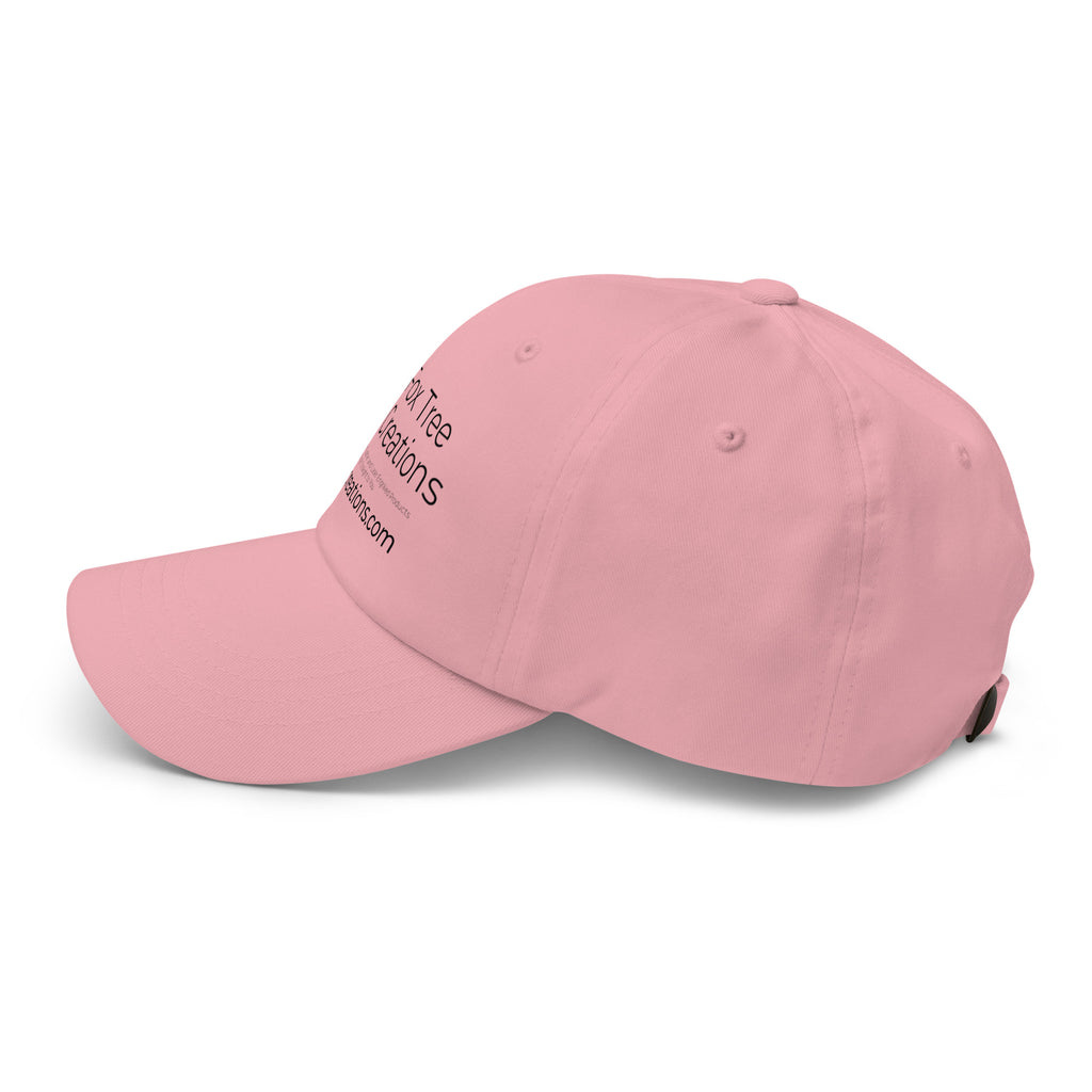 Pink Fox Tree Creations hat with an engraved logo for stylish casual wear