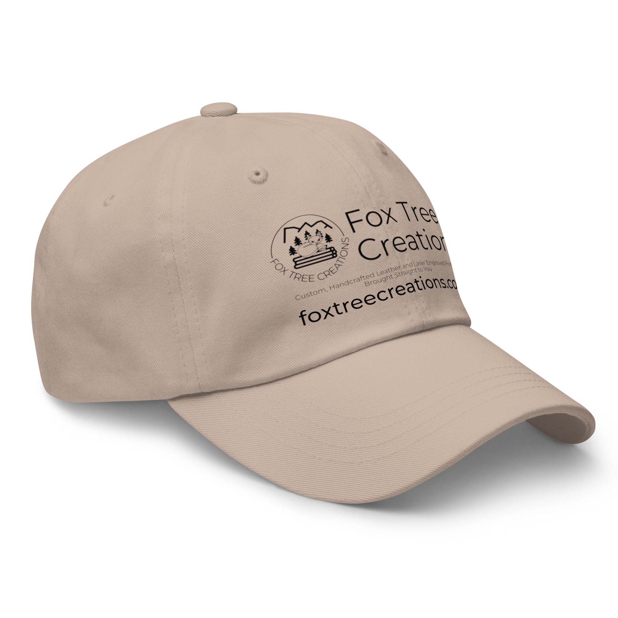 Fox Tree Creations Engraved Logo Hat in Stone with a Comfortable Fit and Adjustable Strap