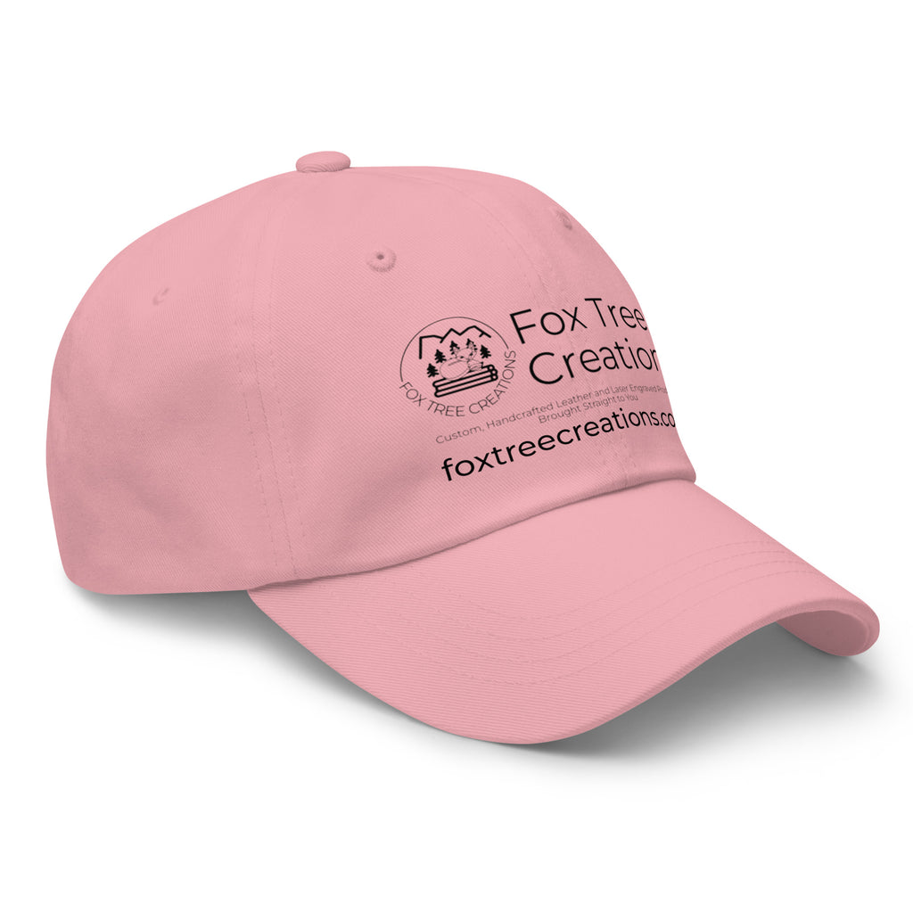 Pink Fox Tree Creations engraved logo hat with a stylish curved brim for a casual look and Adjustable Strap