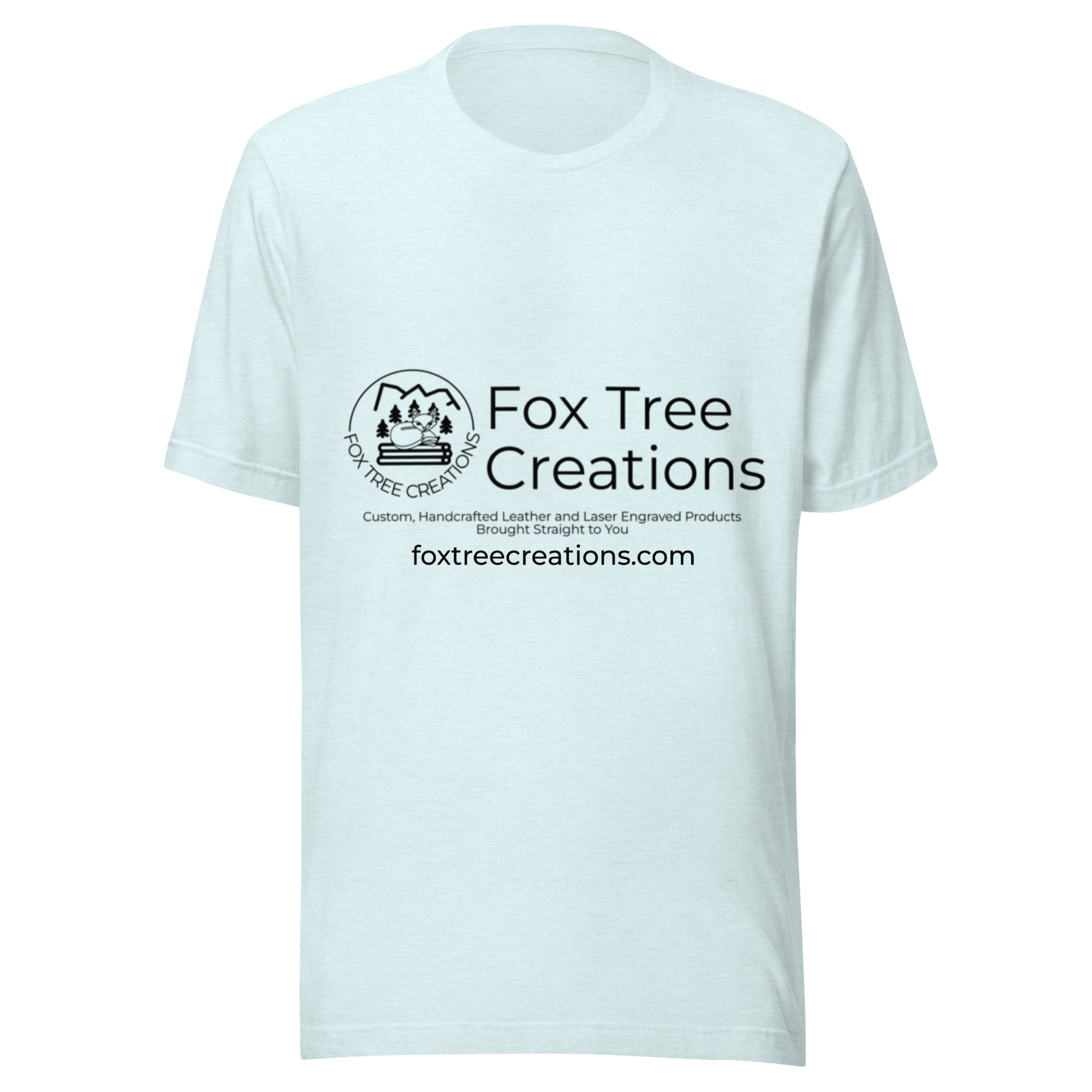 Light blue Fox Tree Creations t-shirt, a unique gift t-shirt for men and women featuring a stylish design.