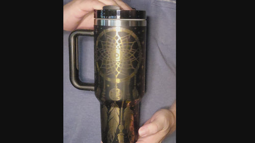 Video showing Custom Engraved Breathe 40oz Tumbler with Artistic Design for Stylish Hydration