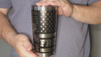 Video showing Custom engraved freedom 20oz tumbler featuring a black and silver American flag design