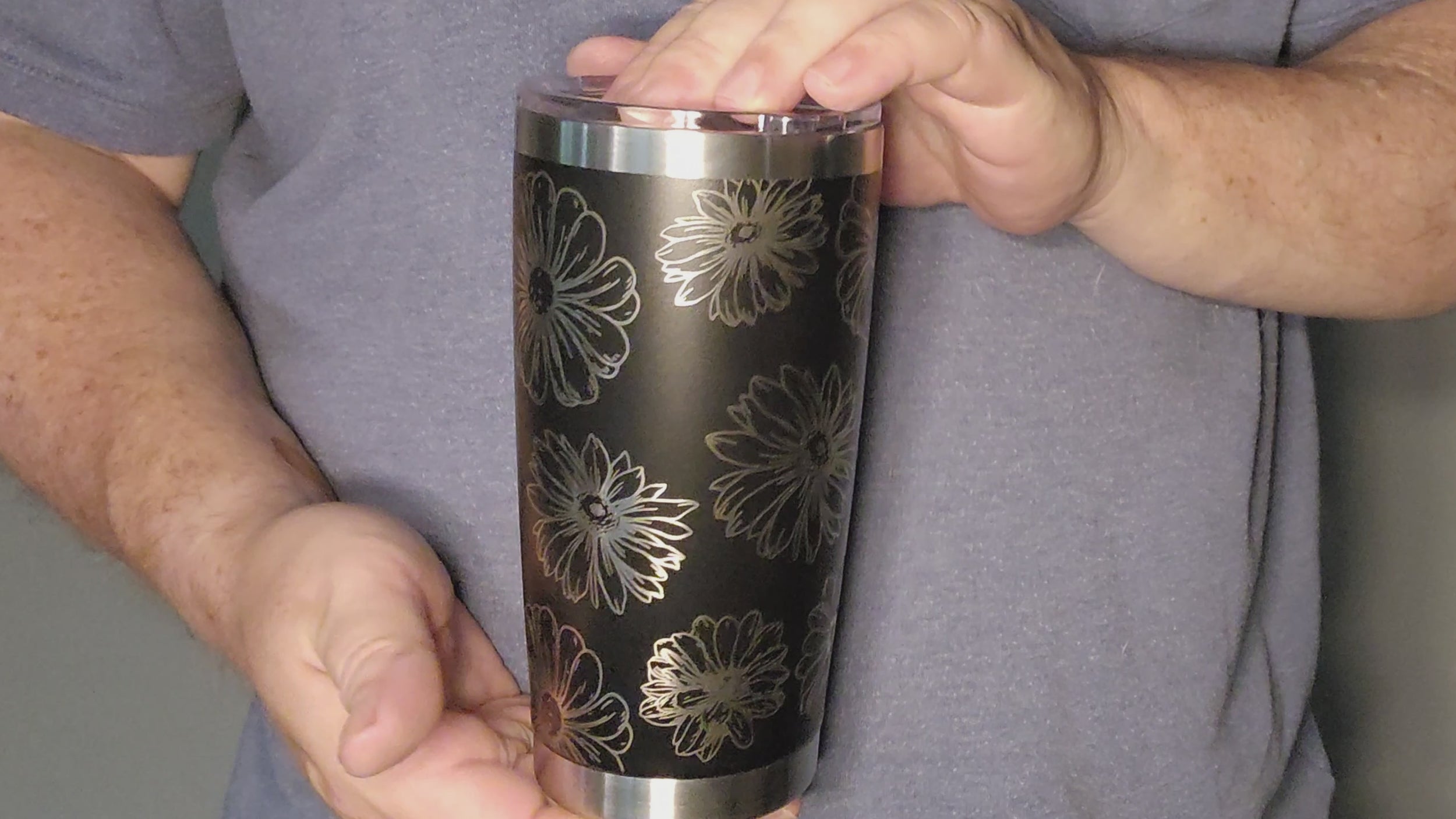 Video showing Fox Tree Creations sarcastic 20oz tumbler with floral design and humorous text for daily use