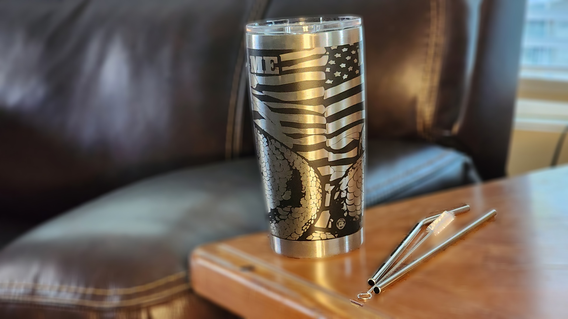 Fox Tree Creations unique Don't Tread 20oz tumbler with bold design and stainless steel finish