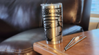 Unique Don't Tread 20oz tumbler featuring an engraved design with an American flag and snake