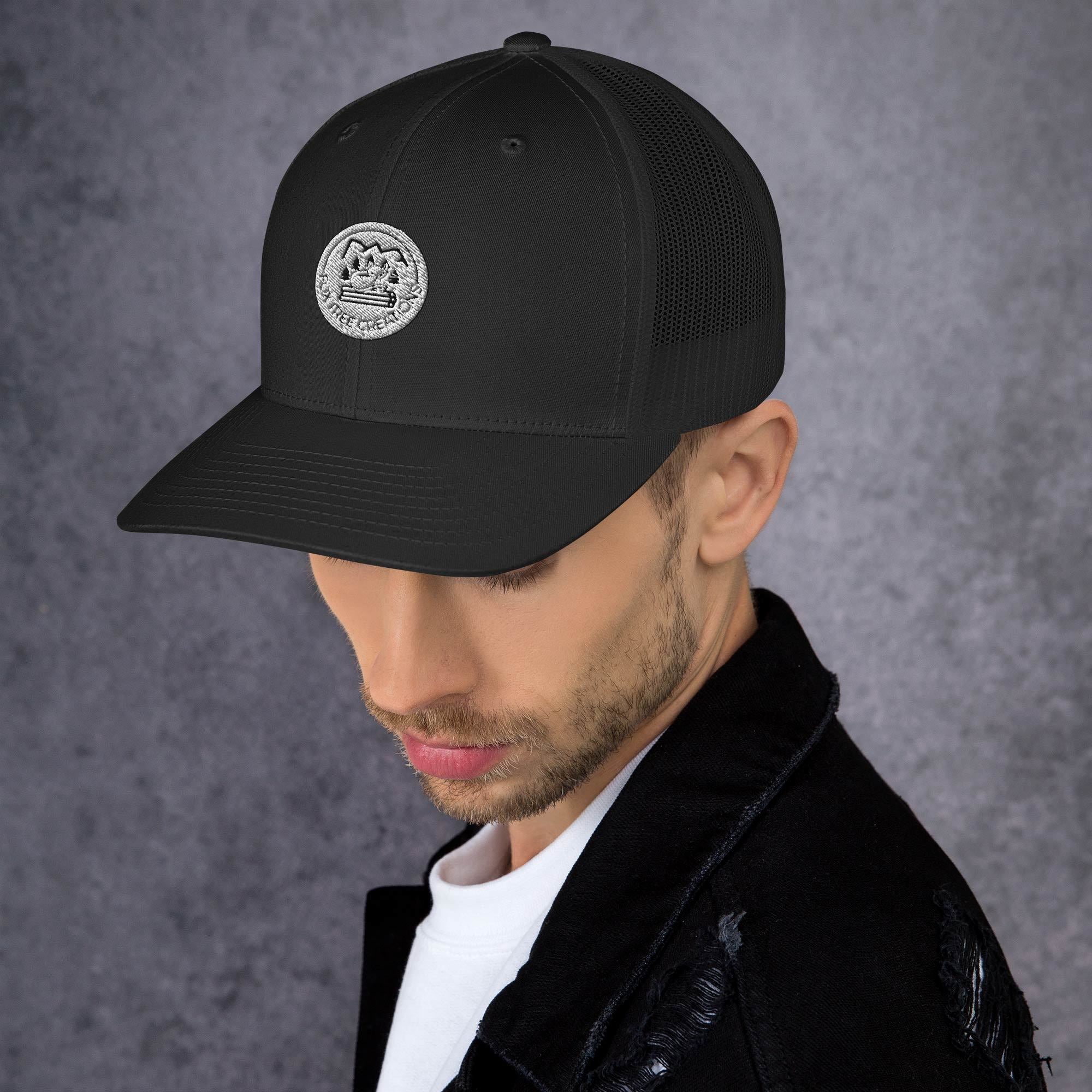 Fox Tree Creations unique gift trucker cap in black with embroidered logo for stylish casual wear
