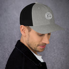 Stylish Fox Tree Creations unique gift trucker cap with gray front and black mesh back
