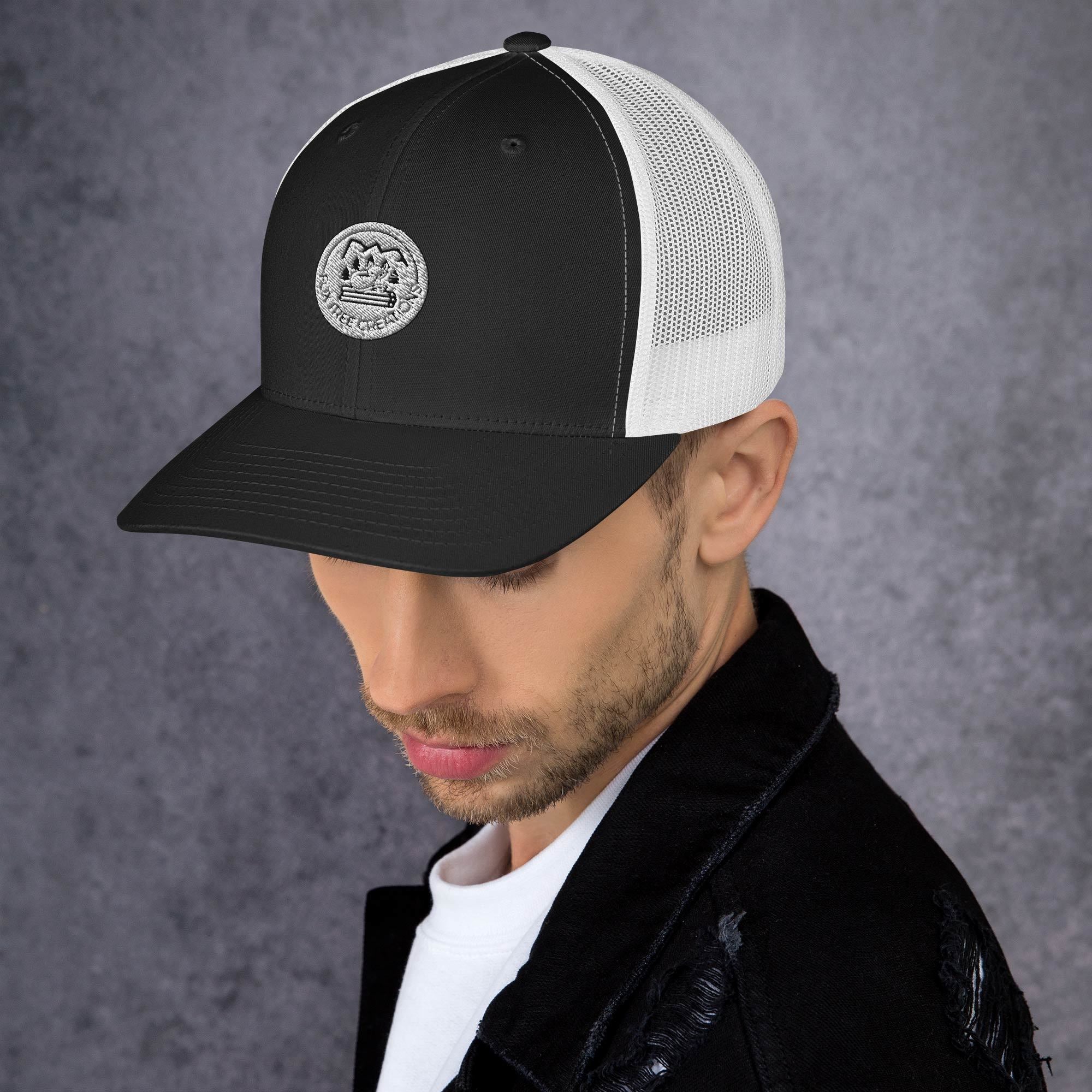 Fox Tree Creations unique gift trucker cap in black and white with a stylish logo design